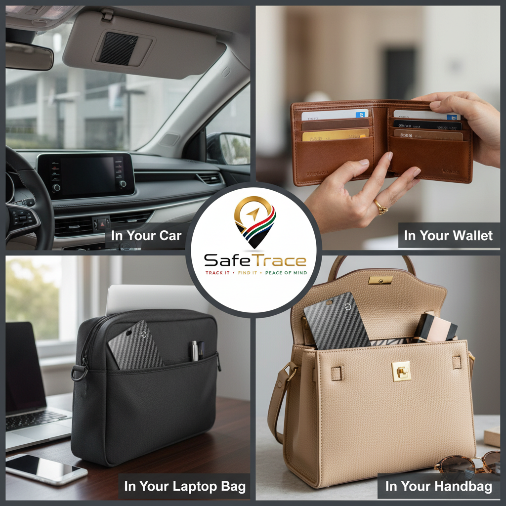 SafeTrace GPS Card 4 Use Cases - Car Wallet Laptop Handbag